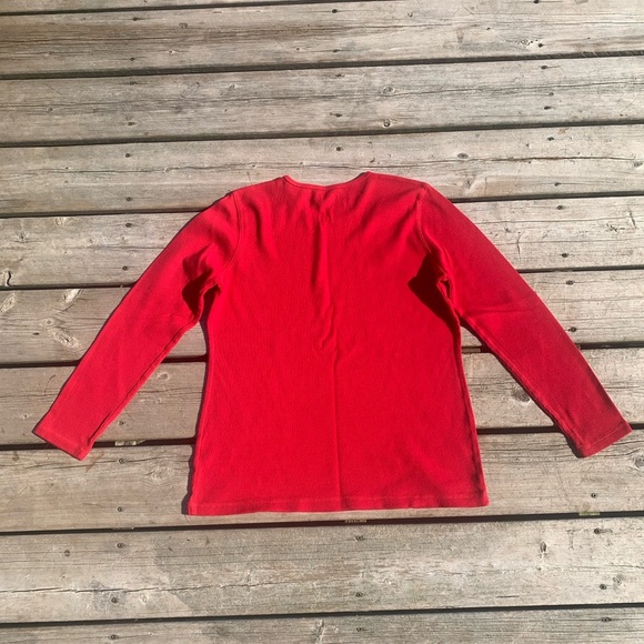 Northern Reflections Red Ribbed Long Sleeve Scoop Neck Top - Size Large - Picture 2 of 6